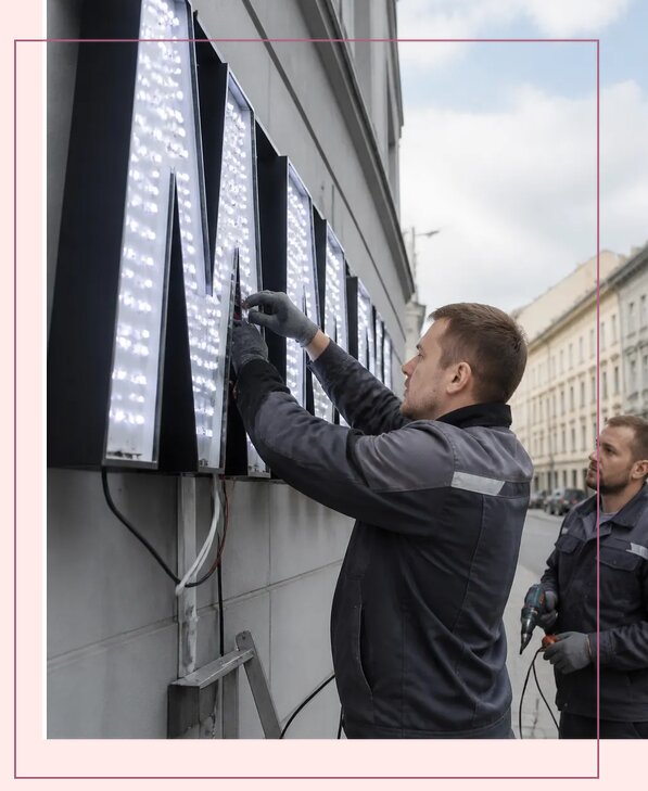 Изготовление и монтаж светодиодных LED вывесок в Апшеронске